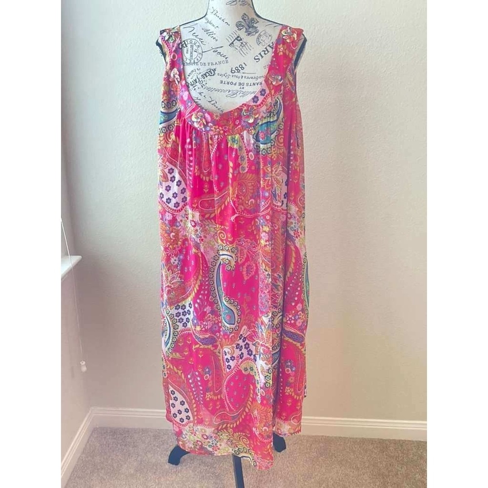 Taillissime La Redoute Pink Paisley Floral Maxi Dress Womens 28W Boho Sleeveless